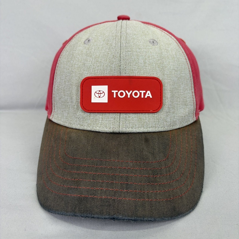 Toyota Hat Baseball Cap Lets Go Places Men OSFM Red Grey Adjustable Logo
